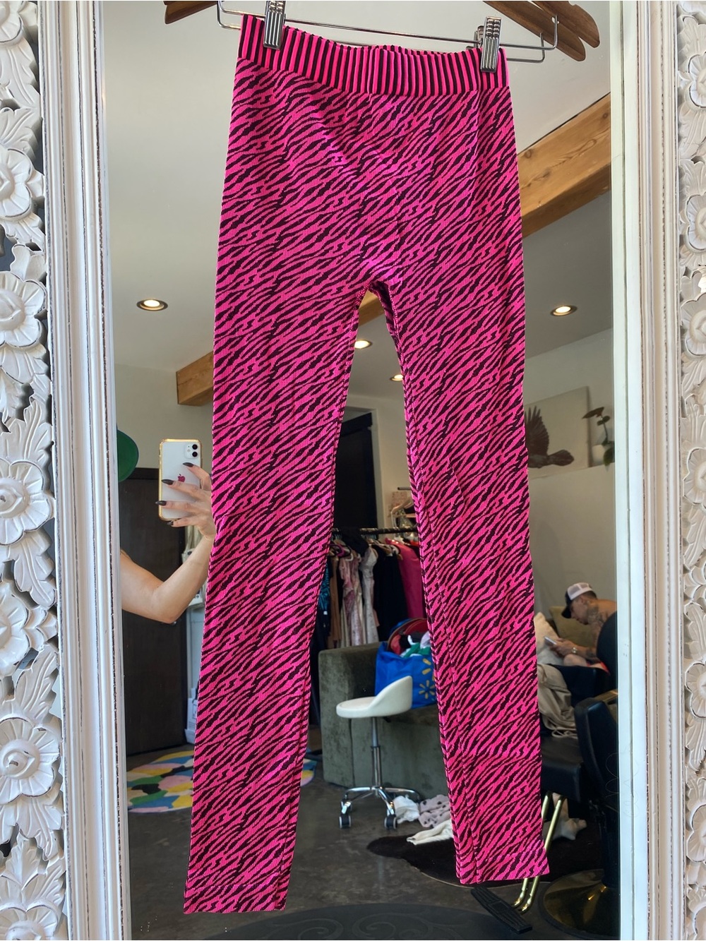 Versona Hot Pink and Black Zebra-Striped Leggings